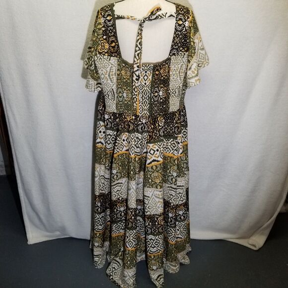 Cato EST 1946 22/24W Dress Maxi Ikat Smocked Top Whimsical Cottagecore Gremlin - Picture 5 of 11